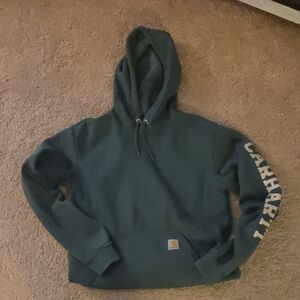 Carhartt Men's Hunter Green Crewneck Hoodie with Sleeve Logo